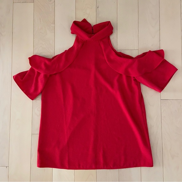 Lucky Brand Red Cold Shoulder Shirt - Picture 2 of 5